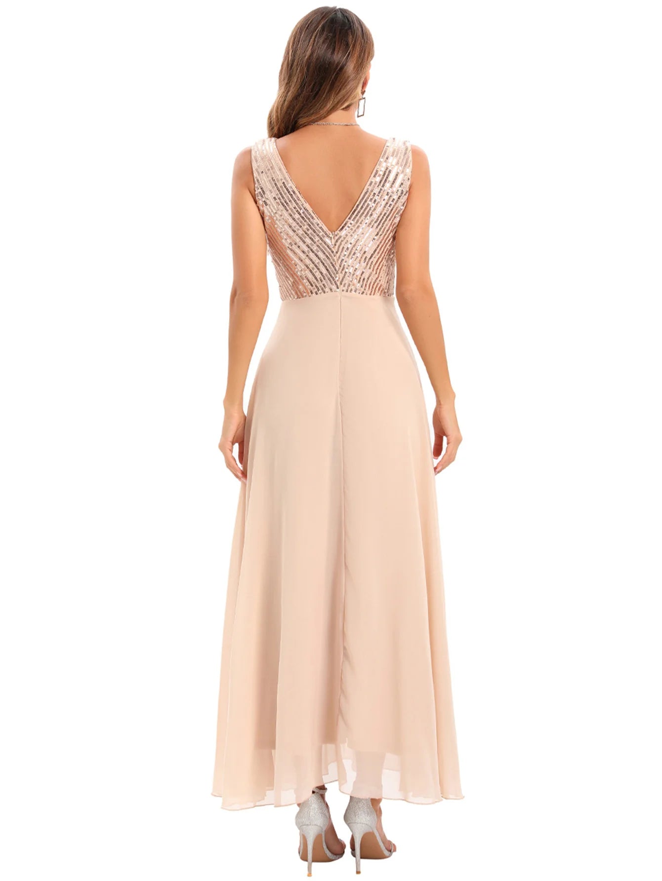 Vestido feminino, longo, maxi com lantejoulas, vestido para ocasiões festivas