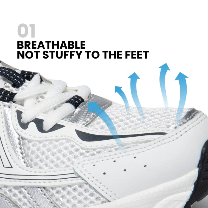 Tênis esportivos feminino, leves, malha de rendas, retrô, corrida, caminhada, respiráveis antiderrapante