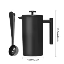 Cafeteira Prensa Francesa com Colher, Aço Inoxidável 304 com Parede Dupla, Mantém o Café ou Chá Quente