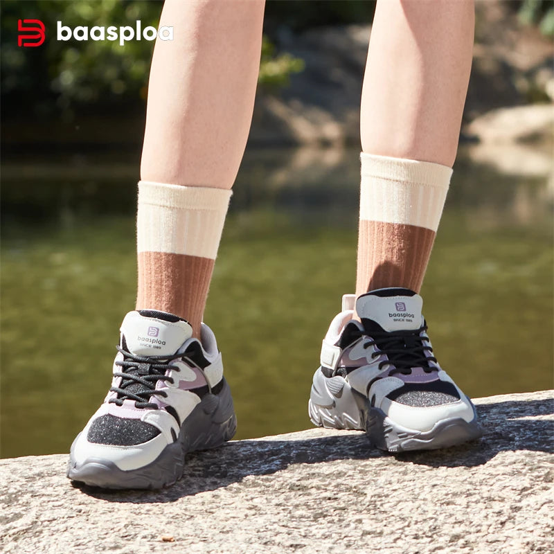 Tênis feminino em malha respirável, caminhada, casual, esportivos, confortáveis, antiderrapantes