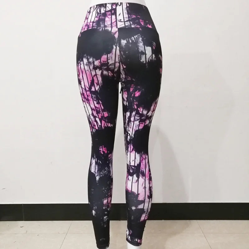 Calças Femininas de Ioga de Cintura Alta Coloridas TIE-DYE esportivas, leggings para corrida ao ar livre, calças de treino de dança, moda, academia