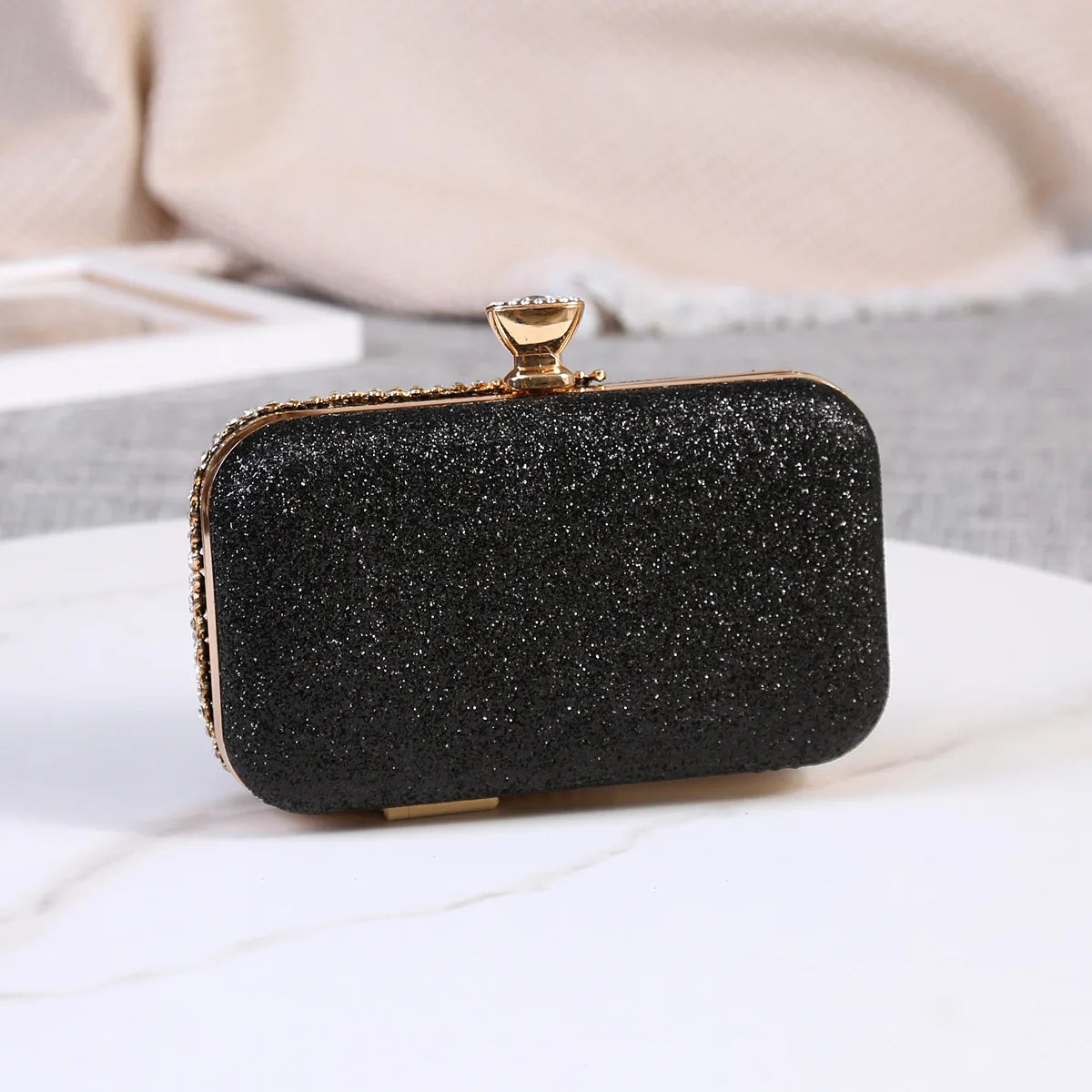 Bolsa feminina cristal strass, estilo oco, bolsa de ombro com corrente, festa de luxo, embreagem do dia do casamento, alça de bolsa