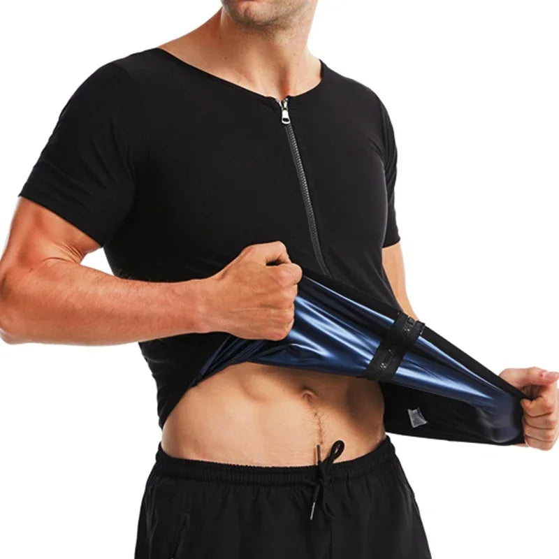 Camisa sauna masculina, suor, shapewear, calor armadilha, treino de queima de gordura, camisas de emagrecimento, fitness tops espartilhos