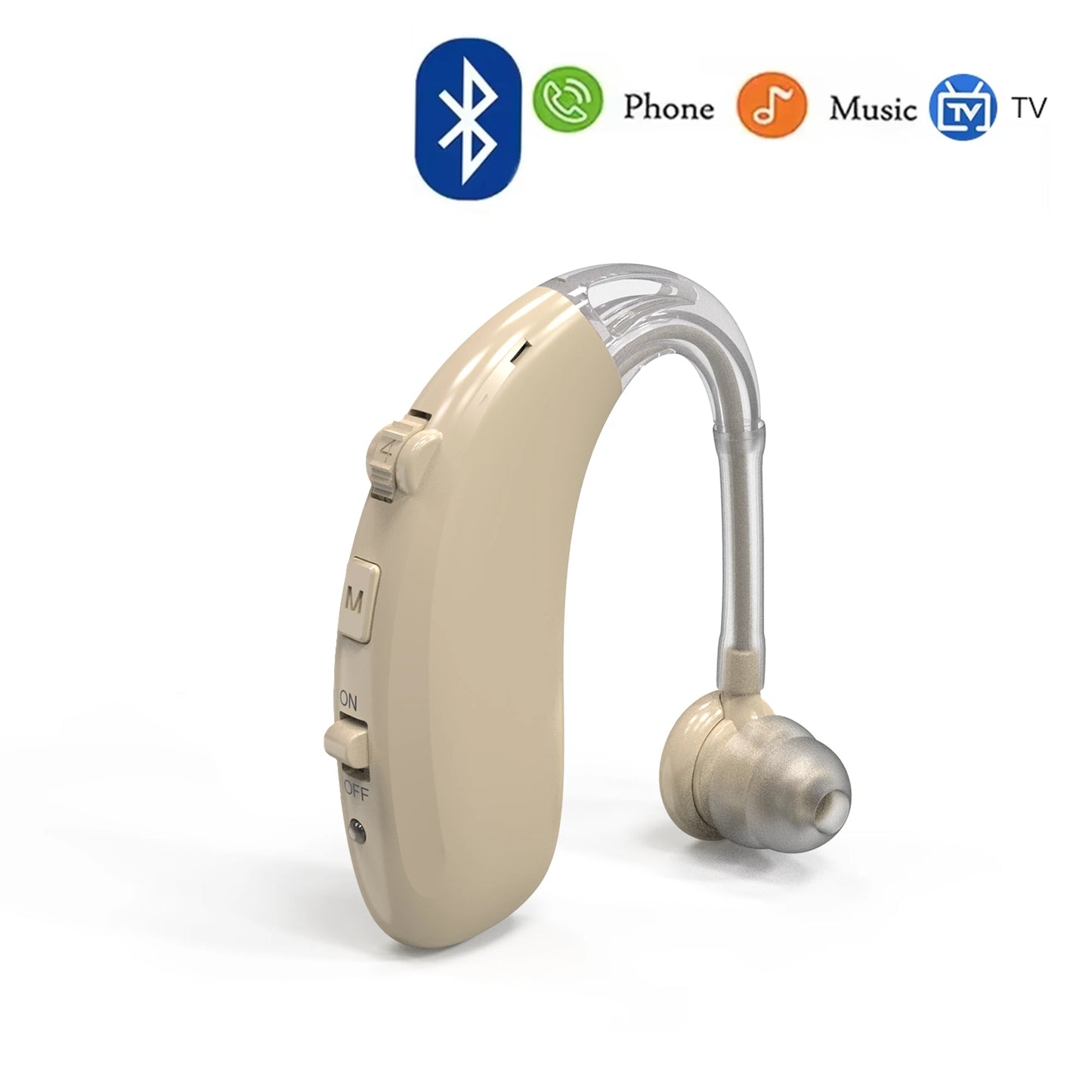 Aparelho auditivo Bluetooth recarregável para idosos e adultos Aparelhos auditivos digitais BTE de 16 canais com cancelamento de ruído