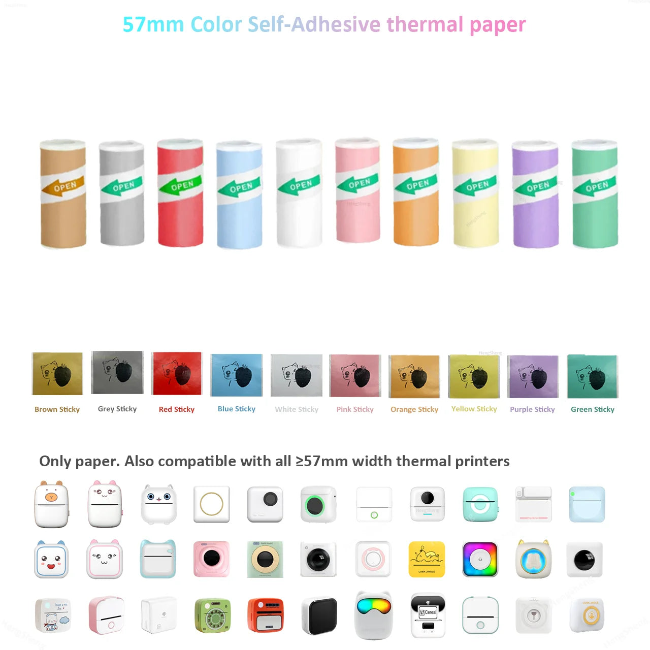 15 Rolos de Papel para Etiqueta Autoadesiva 57mm