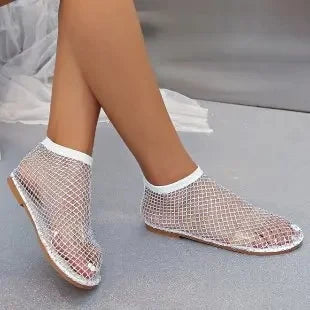 Sandálias feminina tamanho grande, fundo de borracha, estilo romano, cristal embel, verão, dedo do pé redondo, plana, oco