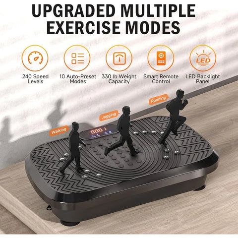Máquina de Exercício Conjunto em Placa Vibratória, para Treino de Corpo Inteiro, Estimula Drenagem linfática, 240 Velocidades Ajustáveis