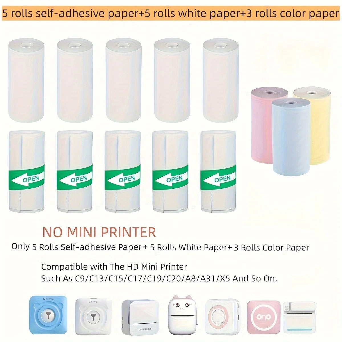 15 Rolos de Papel para Etiqueta Autoadesiva 57mm
