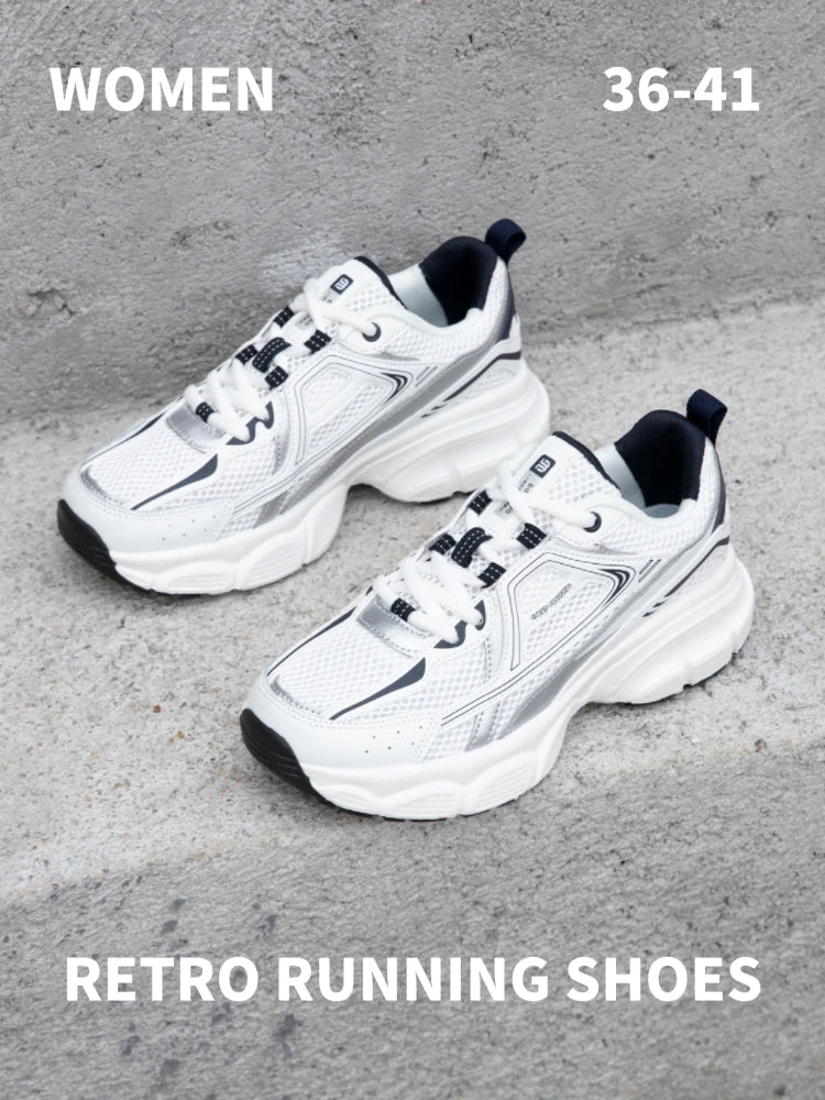 Tênis esportivos feminino, leves, malha de rendas, retrô, corrida, caminhada, respiráveis antiderrapante