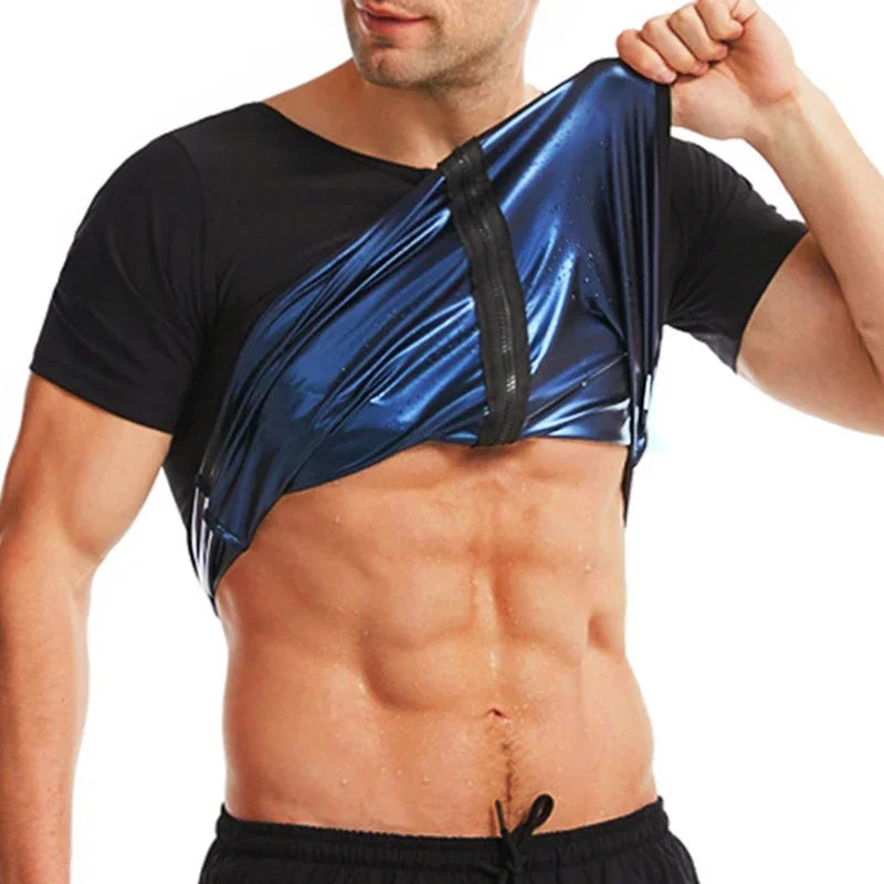 Camisa sauna masculina, suor, shapewear, calor armadilha, treino de queima de gordura, camisas de emagrecimento, fitness tops espartilhos
