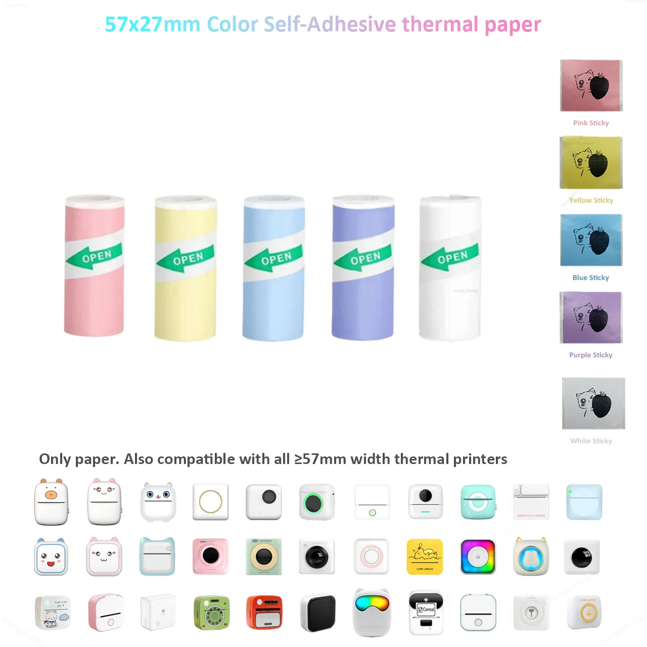 15 Rolos de Papel para Etiqueta Autoadesiva 57mm