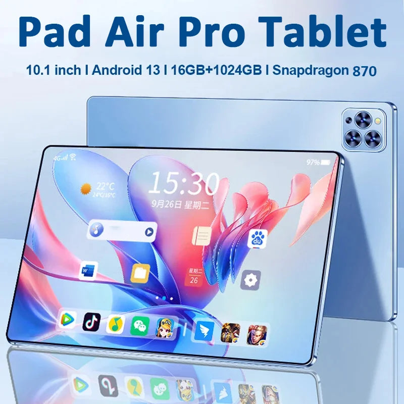 Computador Tablet iPad Air Pro original 16 GB RAM 1 TB ROM 10,1 polegadas Android 13 Core Pad Tablet PC Telefone Dual Wifi