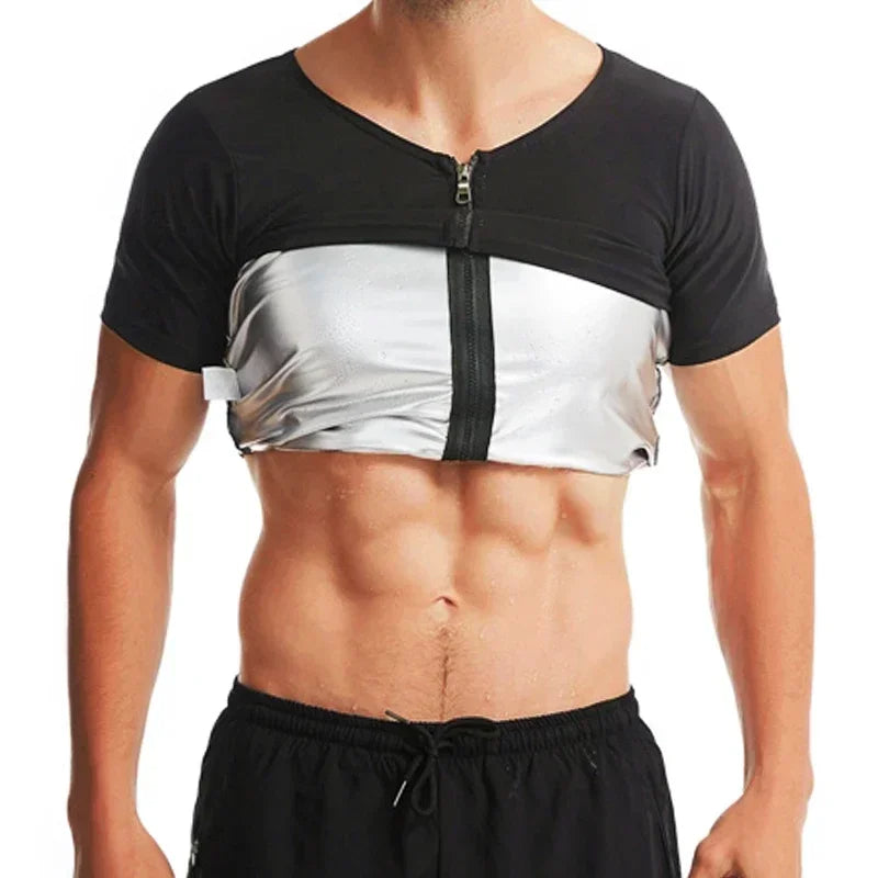 Camisa sauna masculina, suor, shapewear, calor armadilha, treino de queima de gordura, camisas de emagrecimento, fitness tops espartilhos