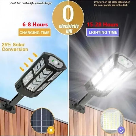 Luminária solar, led, com sensor de movimento, 3 modos, à prova d'água, ip65