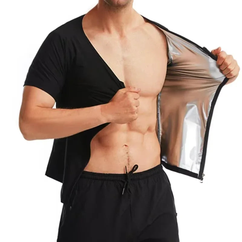 Camisa sauna masculina, suor, shapewear, calor armadilha, treino de queima de gordura, camisas de emagrecimento, fitness tops espartilhos
