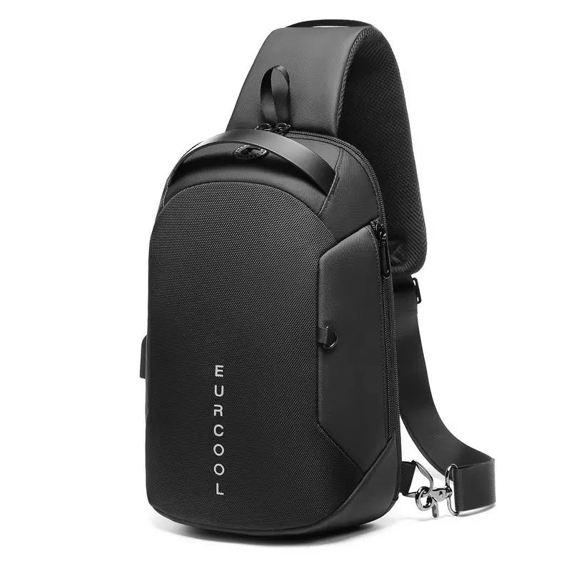 Bolsa masculina multifuncional crossbody de peito e ombro, porta objetos carregamento usb mensageiros à prova d'água