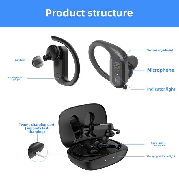 Aparelhos auditivos sem fio, fones de ouvido recarregáveis para perda auditiva surda grave, amplificador de som BTE