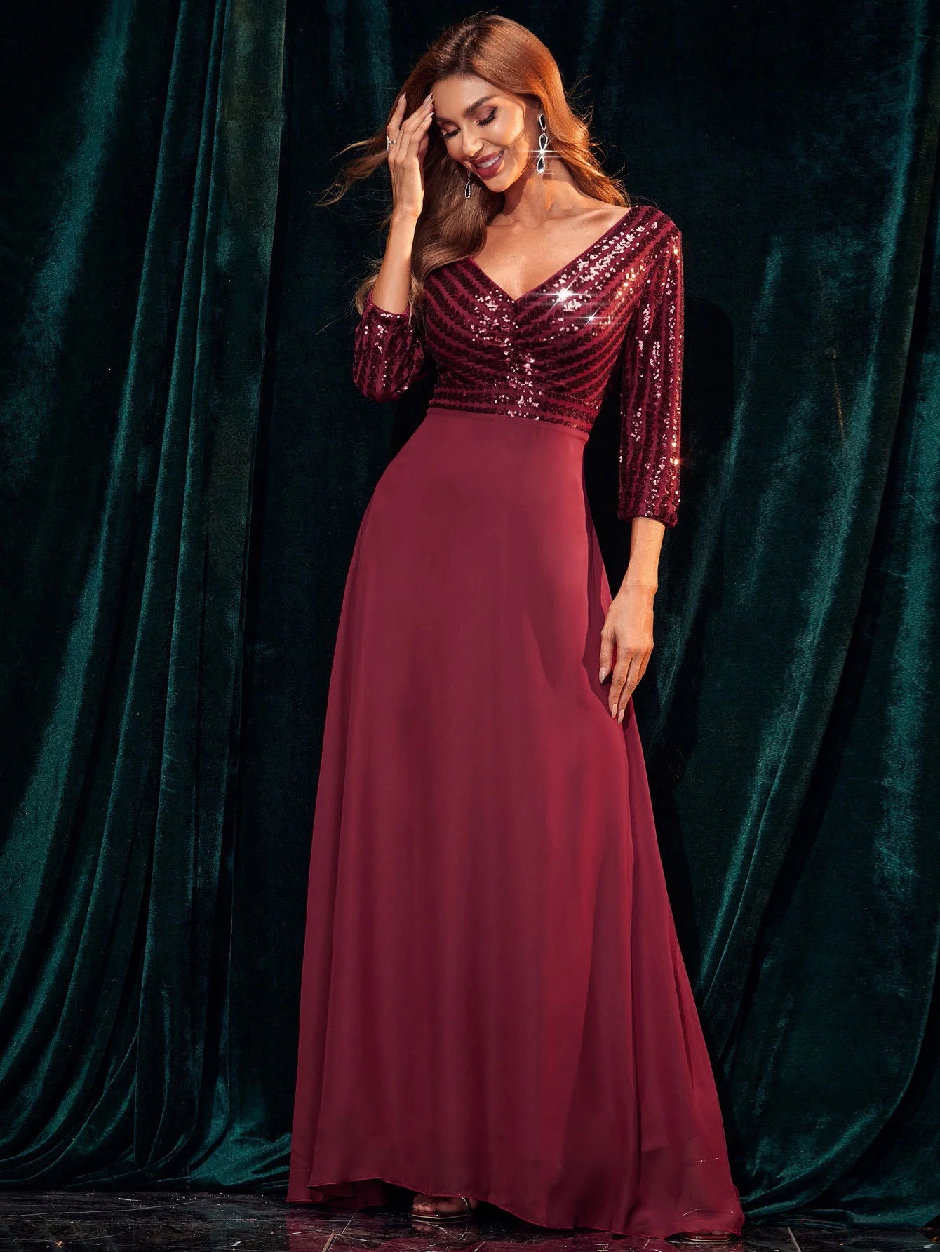 Vestido feminino, longo, maxi com lantejoulas, vestido para ocasiões festivas
