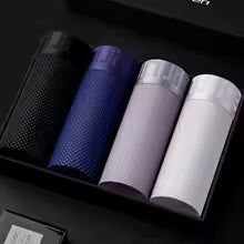 Conjunto de 4 cuecas boxer masculinas em malha de seda gelada, respiráveis, sensuais e justas, feitas de bambu