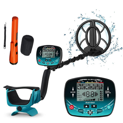 Detetor de metais subterrâneo com bobina de pesquisa à prova d'água IP68 de 9,8 polegadas