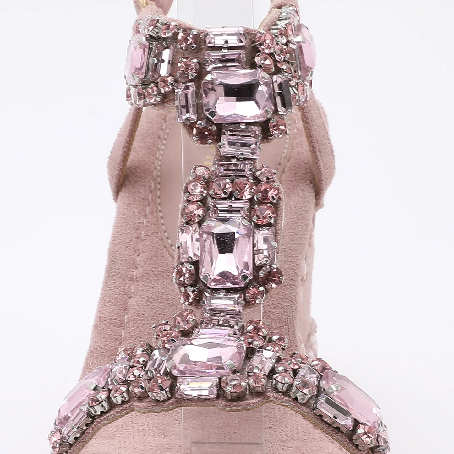 Sandálias femininas de cunha alta de veludo Trendin Mode com salto de 10 cm