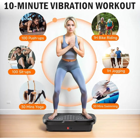 Máquina de Exercício Conjunto em Placa Vibratória, para Treino de Corpo Inteiro, Estimula Drenagem linfática, 240 Velocidades Ajustáveis