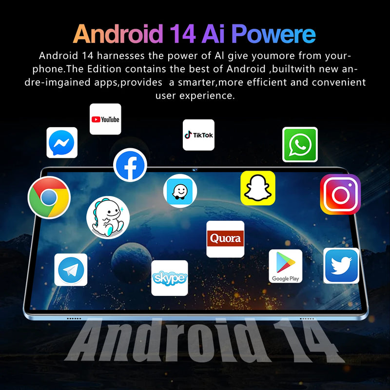 Computador Tablet P60 Pro original Android 14 16 GB + 1 TB 10,1" Snapdragon 888 5G Dual SIM Card Chamada telefônica WIFI HD 4K Mi