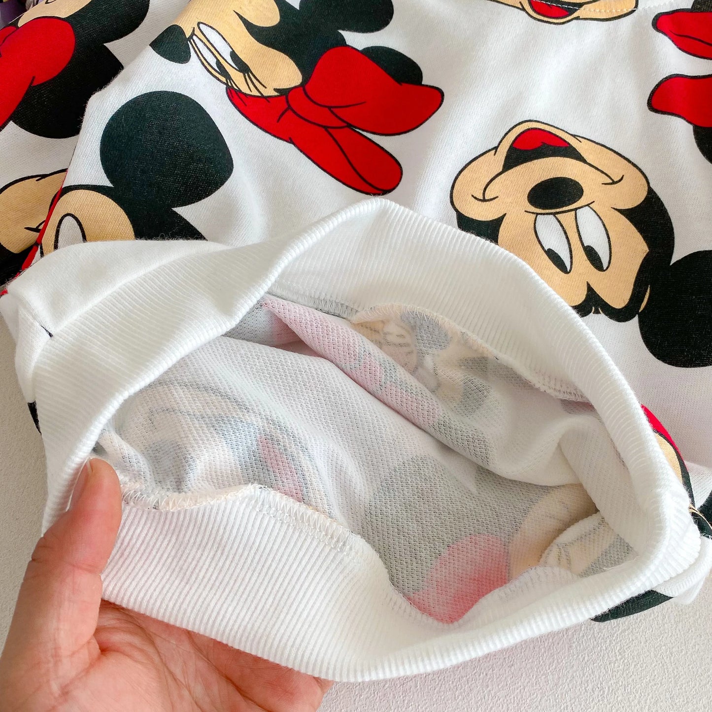 Conjunto infantil de menina, 2 peças, impressão dos desenhos animados, minnie, manga longa, moletom + calças