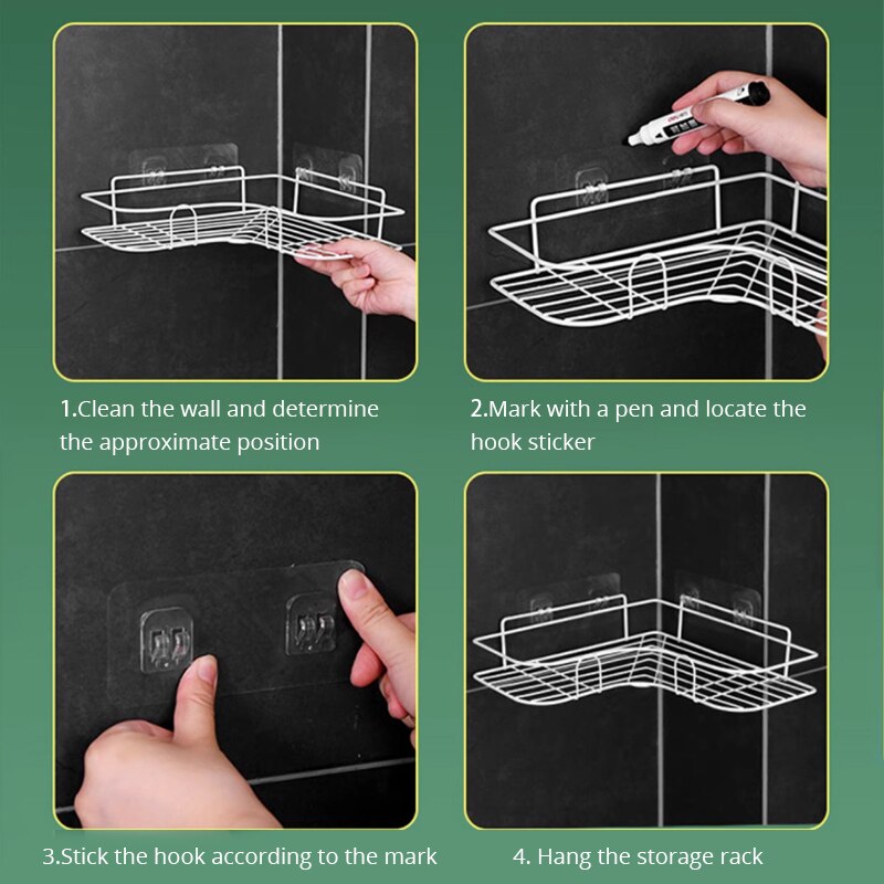 Rack triangular de aço inoxidável, para cozinha, banheiro, rack de armazenamento, reforçado, amor, canto, rack de armazenamento, durável O Badalo do sino