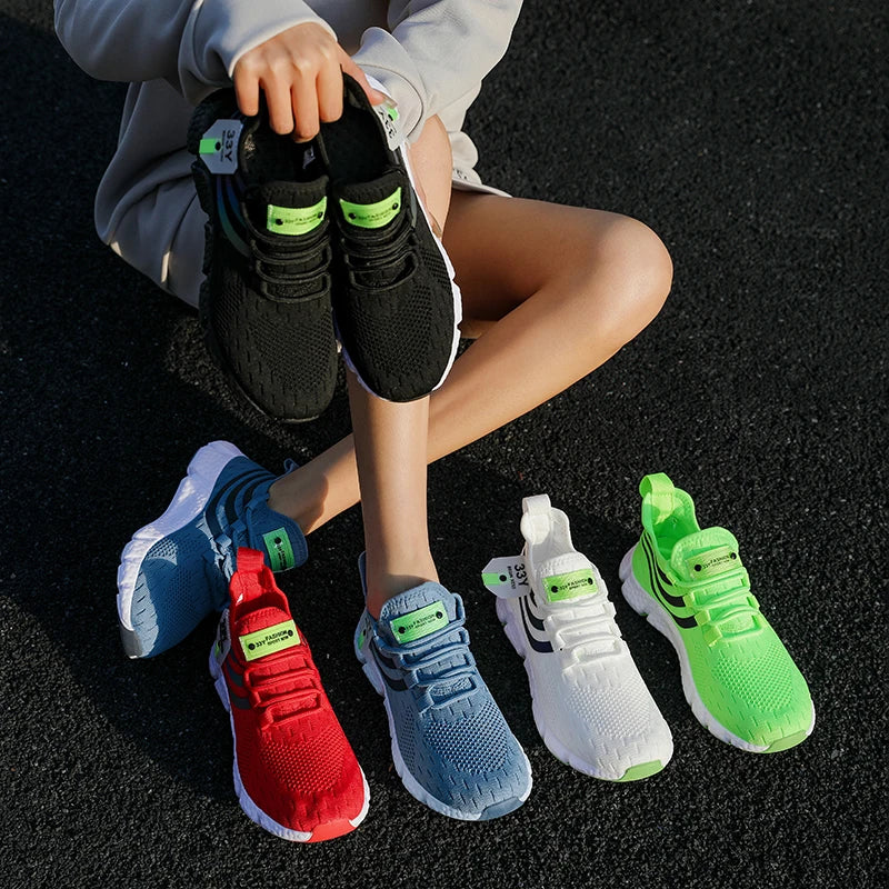 Tênis masculino esportivos respiráveis, leves, malha, de corrida, atlético, jogging, caminhada