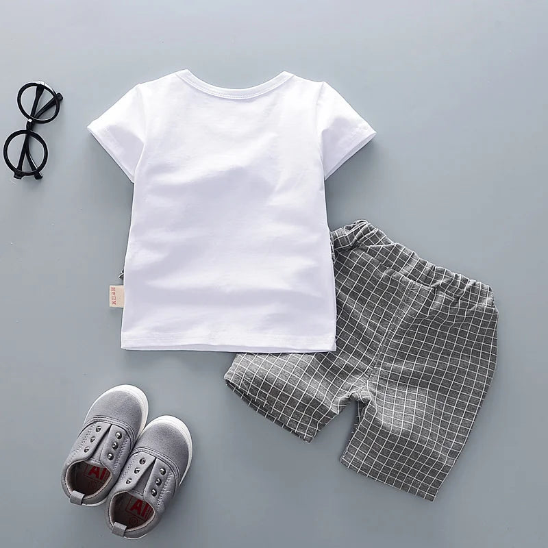 Conjunto de roupas infantis, meninas e meninos, camiseta e shorts, 2 pçs,casual