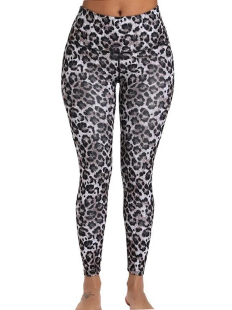 Calças justas casuais leggings femininas, sem costura, push up, estampa de leopardo, zebra, cobra, de esportes, academia, ioga