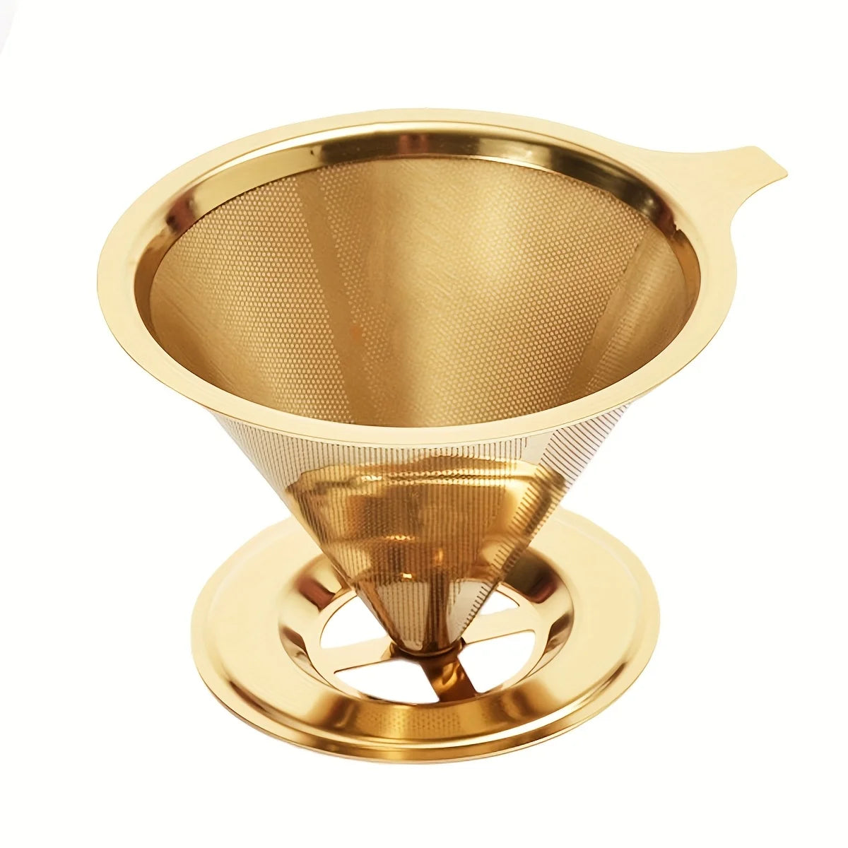 Filtro de café, de gotejamento, de aço inoxidável, copo de filtro de malha reutilizável, de camada dupla, de 1-2 copos