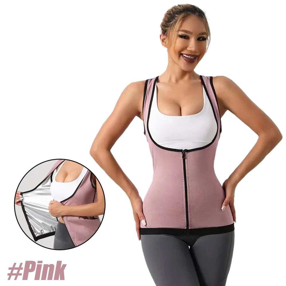 Camisa sauna feminina para perda de peso, emagrecimento pelo suor, corpo shaper fitness, zíper