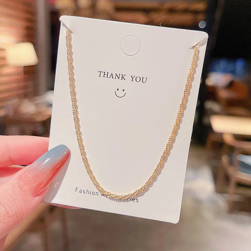 Colar feminino, cor ouro cintilante, aço titanium, corrente e gargantilha, joia fina coreana