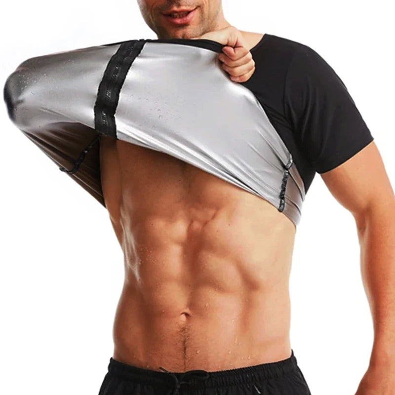 Camisa sauna masculina, suor, shapewear, calor armadilha, treino de queima de gordura, camisas de emagrecimento, fitness tops espartilhos