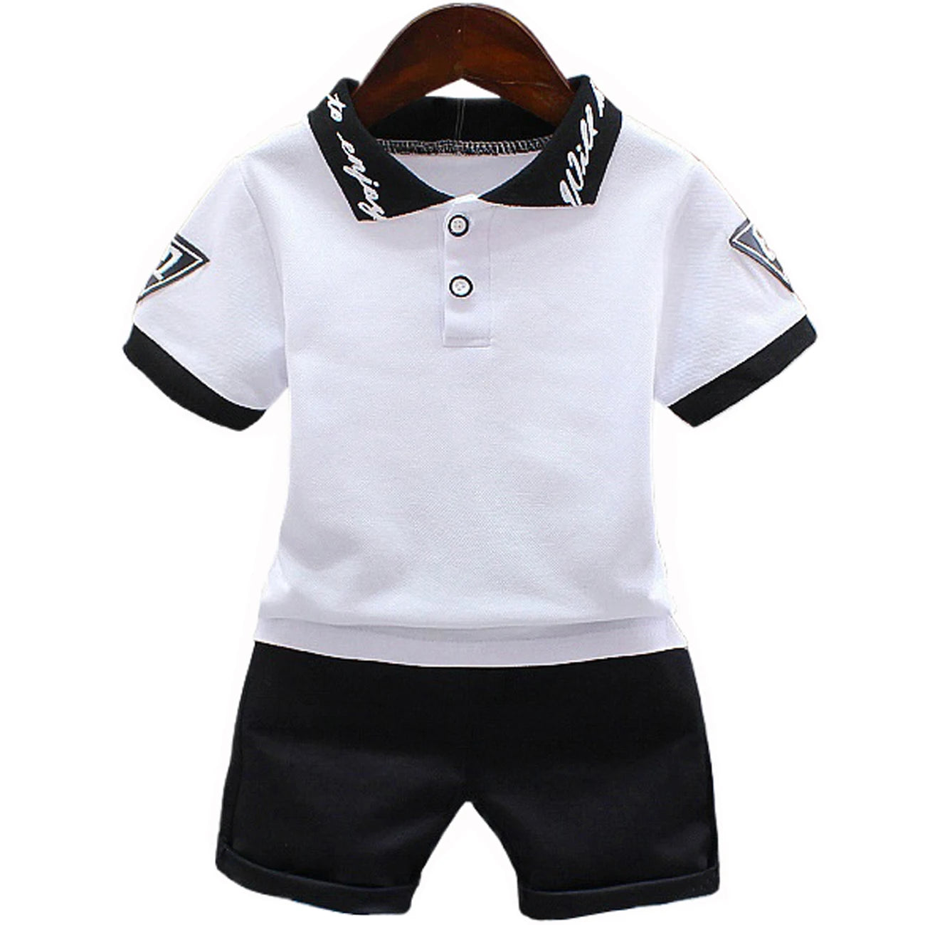 Conjunto de roupa infantil para bebê menino, verão, branco e preto, conjunto esportivo para crianças, roupas formais para meninos e meninas.