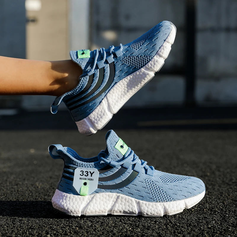 Tênis masculino esportivos respiráveis, leves, malha, de corrida, atlético, jogging, caminhada
