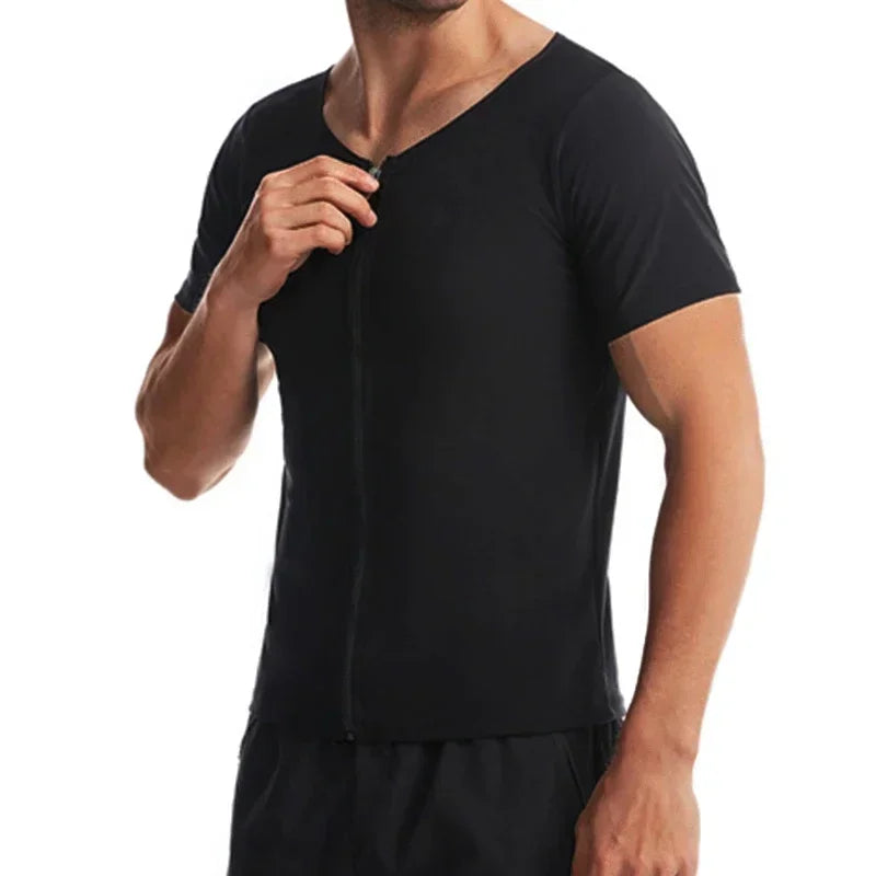 Camisa sauna masculina, suor, shapewear, calor armadilha, treino de queima de gordura, camisas de emagrecimento, fitness tops espartilhos