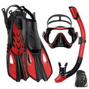 Conjunto snorkel, máscara fin para adulto, vista panorâmica, máscara ajustável, mergulho flipper seco superior, snorkel com saco de viagem