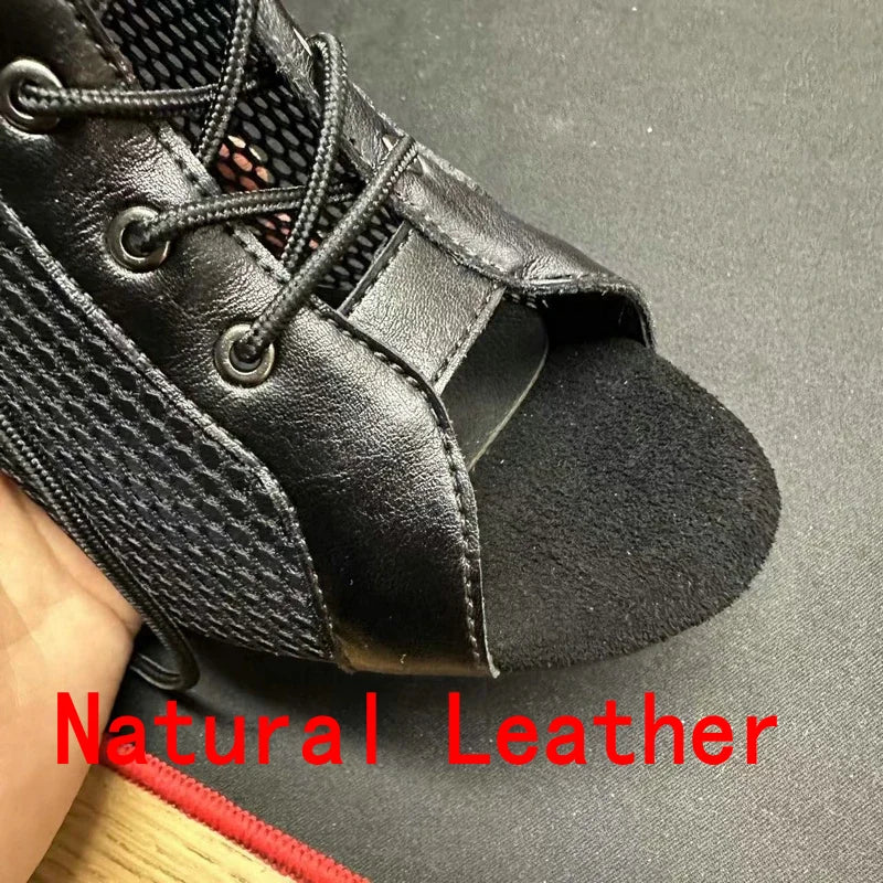 Botas Peep Toe Femininas em Tela e Salto Alto