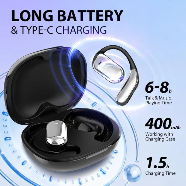 Fones de ouvido com tradução automática de idiomas, tela LCD sensível ao toque em tempo real, modelo aberto, sem fio, com 144 idiomas