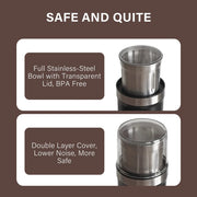 Moedor elétrico de grãos de café, de alta potência, máquina moedora de feijão, copo destacável, limpeza, multifuncional