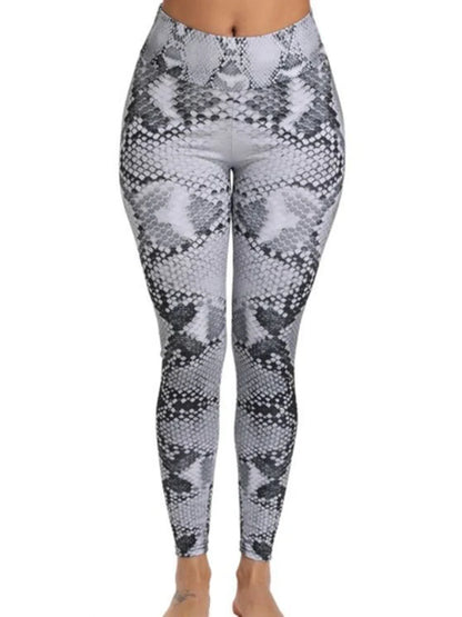 Calças justas casuais leggings femininas, sem costura, push up, estampa de leopardo, zebra, cobra, de esportes, academia, ioga