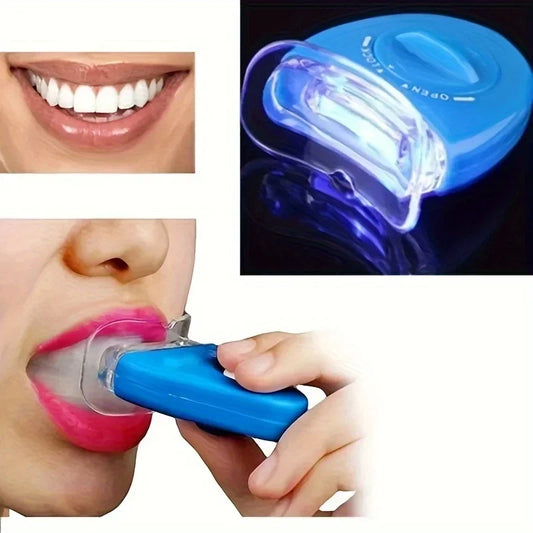 Dentes brancos com luz azul luz uv, laser, lâmpada LED para clareamento dos dentes
