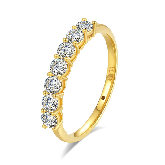 Anel de noivado moissanite feminino em ouro amarelo com pedras brilhantes e design elegante