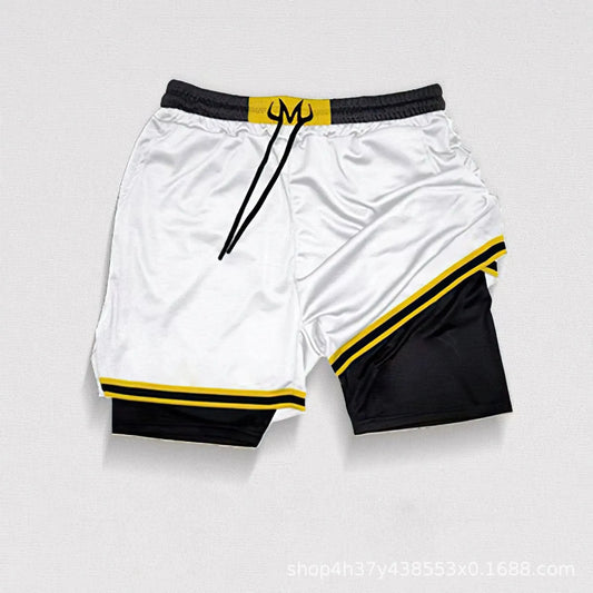Shorts masculino anime com design moderno em preto e branco, ideal para atividades físicas