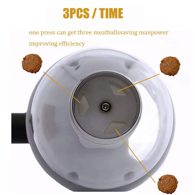 Máquina elétrica de fazer almôndega com capacidade para 3 almôndegas por vez, ideal como aparelho para bolinhos de peixe