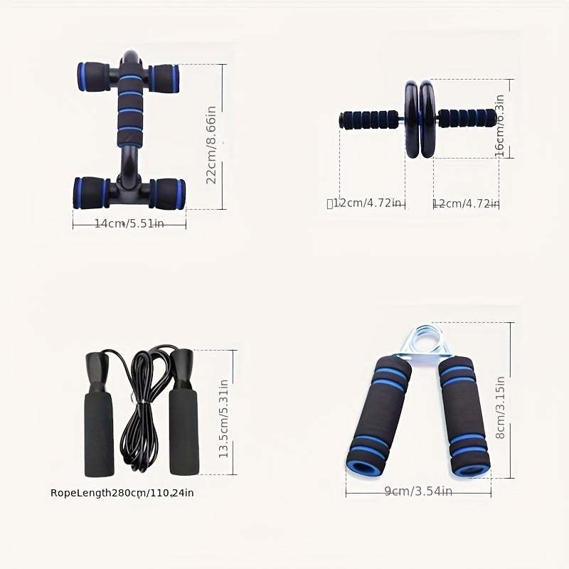 Roda abdominal, treinador de mão, corda de pular, faixa de resistência, equipamento de treinamento de condicionamento físico esportivo multifuncional