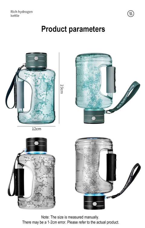 BALASHOV garrafa hidrogênizadora transparente com alça e tampa garrafa esportiva 1.5 litros para academia